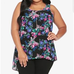 Torrid floral rose chiffon hi lo tank size 5